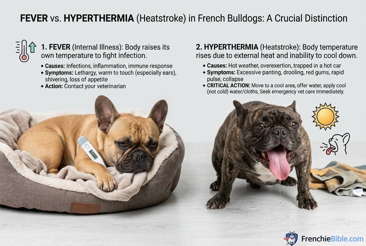 2. Fever vs. Hyperthermia (Heatstroke): A Crucial Distinction for Frenchie Owners