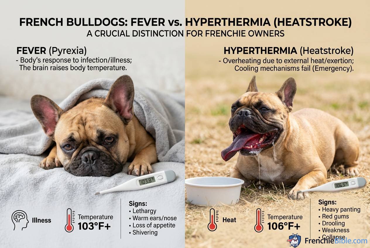 2. Fever vs. Hyperthermia (Heatstroke): A Crucial Distinction for Frenchie Owners
