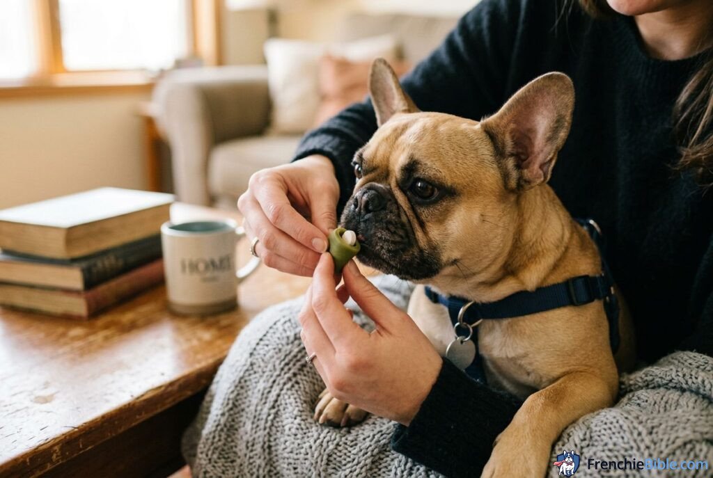 French Bulldog medication administration, pill pocket, home care