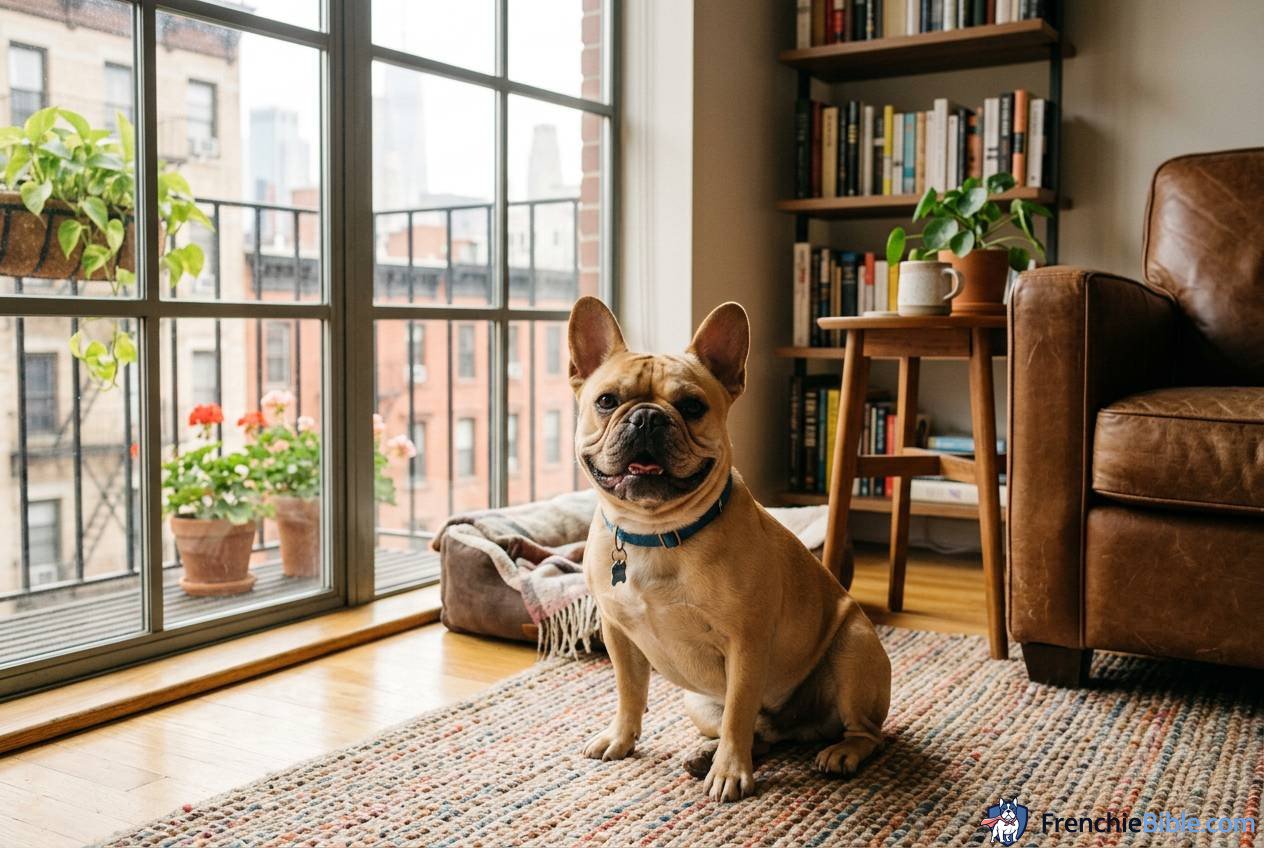 French Bulldog Adapting to Specific Move Scenarios: Apartments vs. Houses