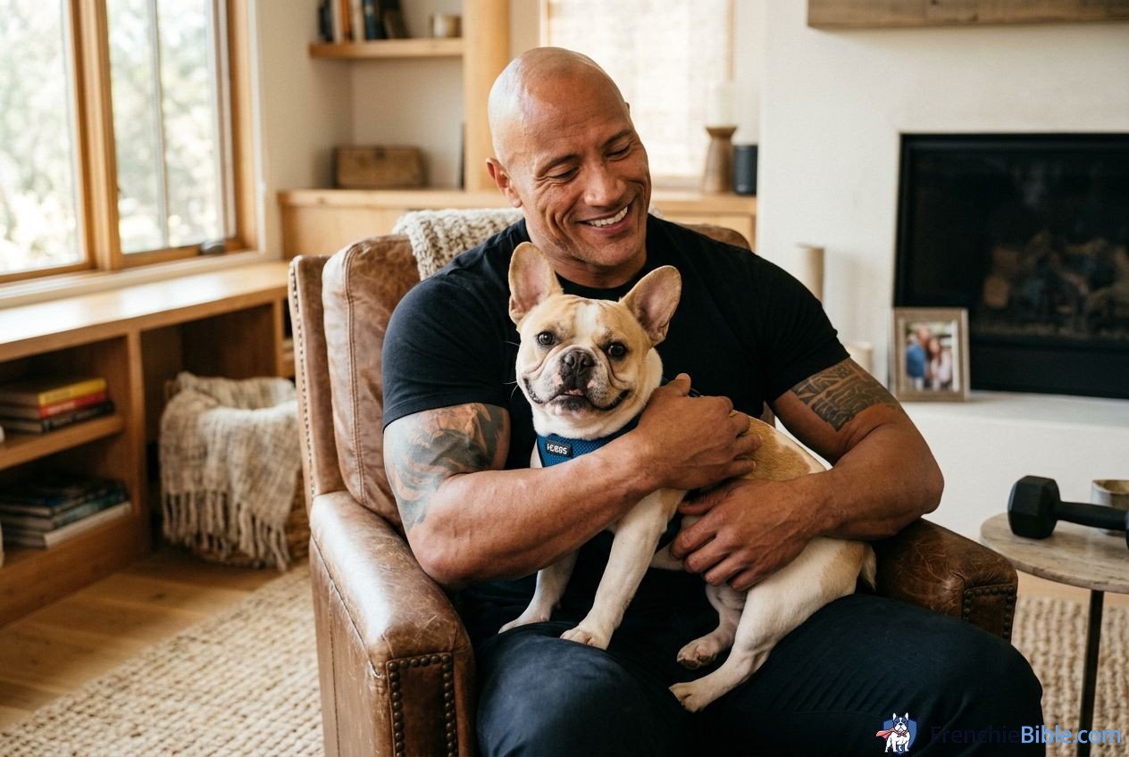 French Bulldog The Rock’s Frenchie Journey: Muscles and Micro Dogs