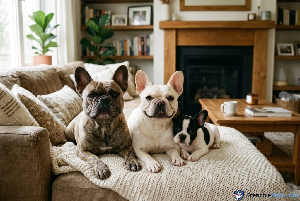 French Bulldog family pet , cozy , lifestyle photography