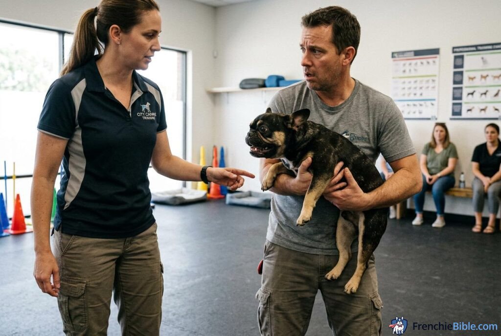 French Bulldog the wait command obedience and impulse control before going