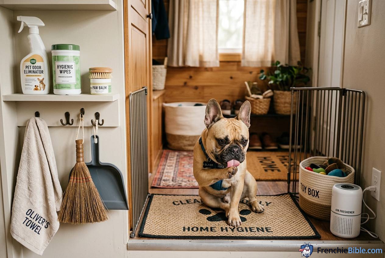 French Bulldog Managing Odor and Hygiene in Tight Spaces